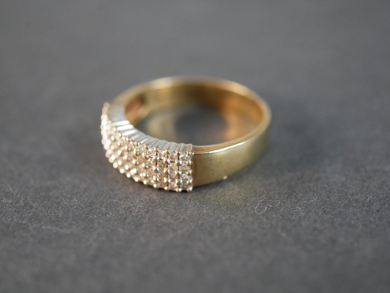 A 9 carat yellow gold diamond set dress ring, set with fifty two round eight cut diamonds with a - Image 2 of 5