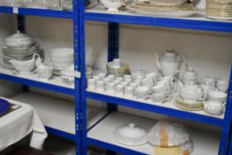 A Wedgwood Dolphins pattern dinner and tea service, including covered tureen, coffee cups, gravy