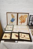Two Vintage Frederick Warne and Co. prints plus others.