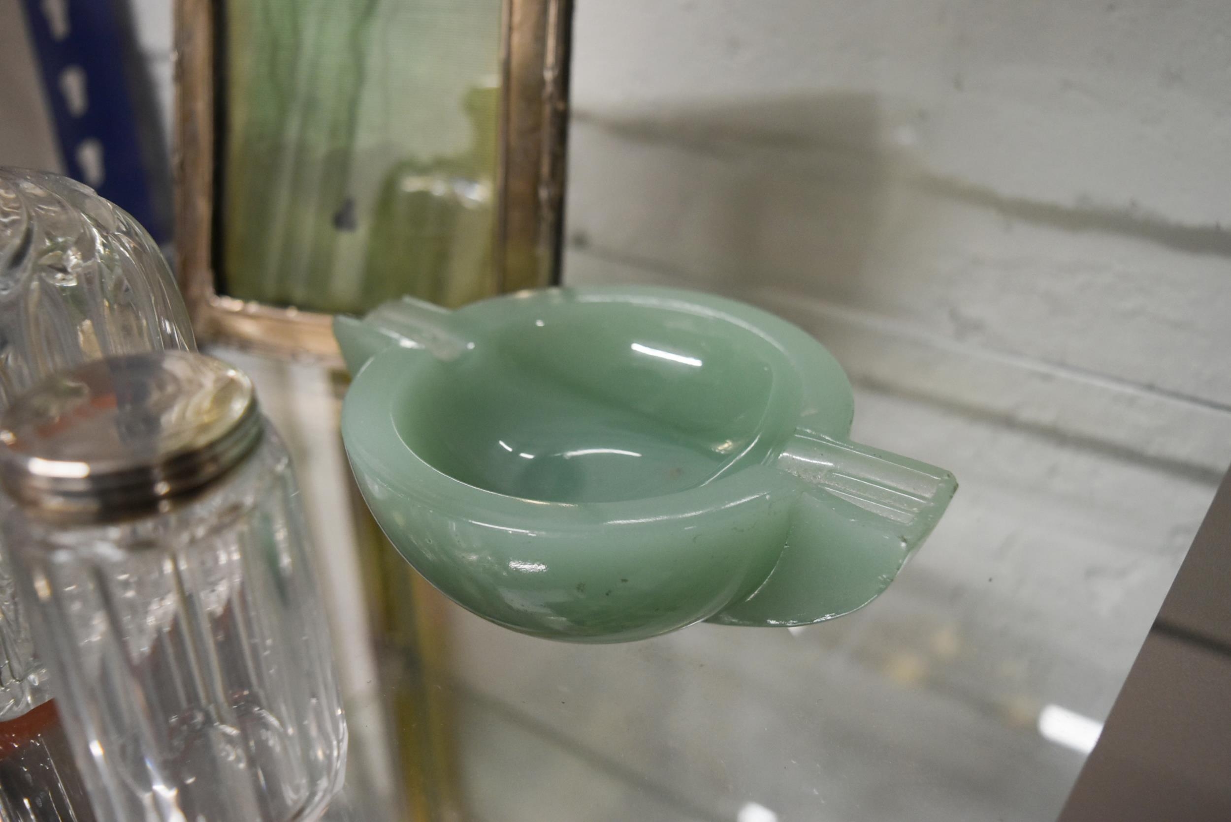 A collection of Silver Topped Bottles, Mirror and Art Deco Jadeite Ashtray - Image 2 of 3