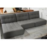 A contemporary Habitat three section sofa in buttoned upholstery. L.275 x D.150 x H.80cm