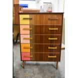 A vintage Zoe Murphy revived teak chest of drawers, signed to the back. H.112 x W.78 x D.47cm