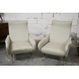 A pair of vintage Lady armchairs in the style of Marco Zanuso in Art Deco style mermaid scales