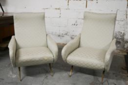 A pair of vintage Lady armchairs in the style of Marco Zanuso in Art Deco style mermaid scales