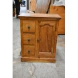 A small Eastern hardwood kitchen cabinet fitted with spice drawers and a panel door. H.76 x W.60 x