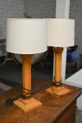 A pair of contemporary table lamps.