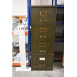 A vintage metal filing cabinet with brass fittings and handles. H.132 x W.46 x D.63cm