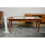 A small elm refectory dining table with planked top on square tapering supports. H.74 x W.164 x D.