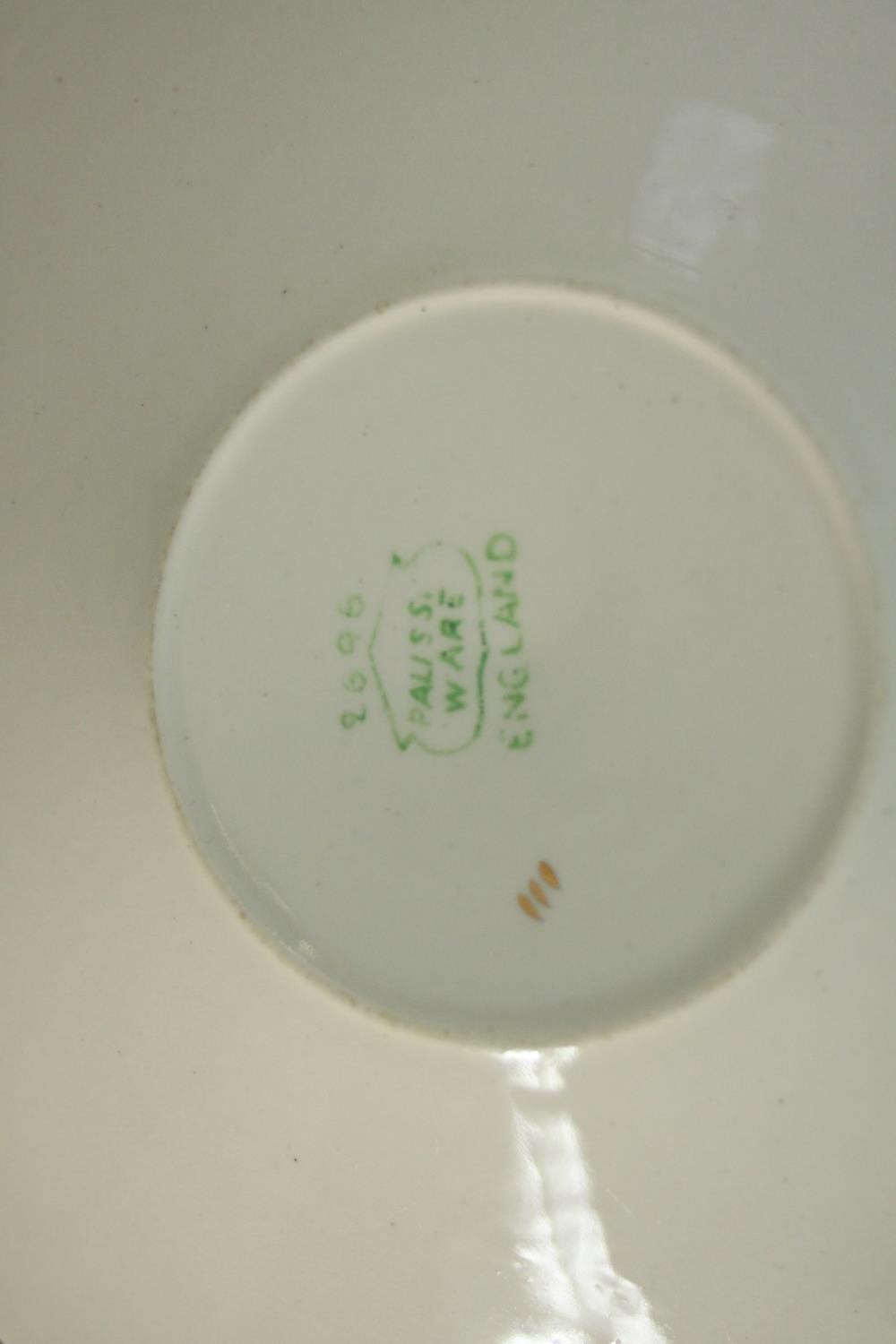 A circa 1940's Palissy Ware china coffee set, with printed green patterned borders. H.22 W.22cm. ( - Image 4 of 9