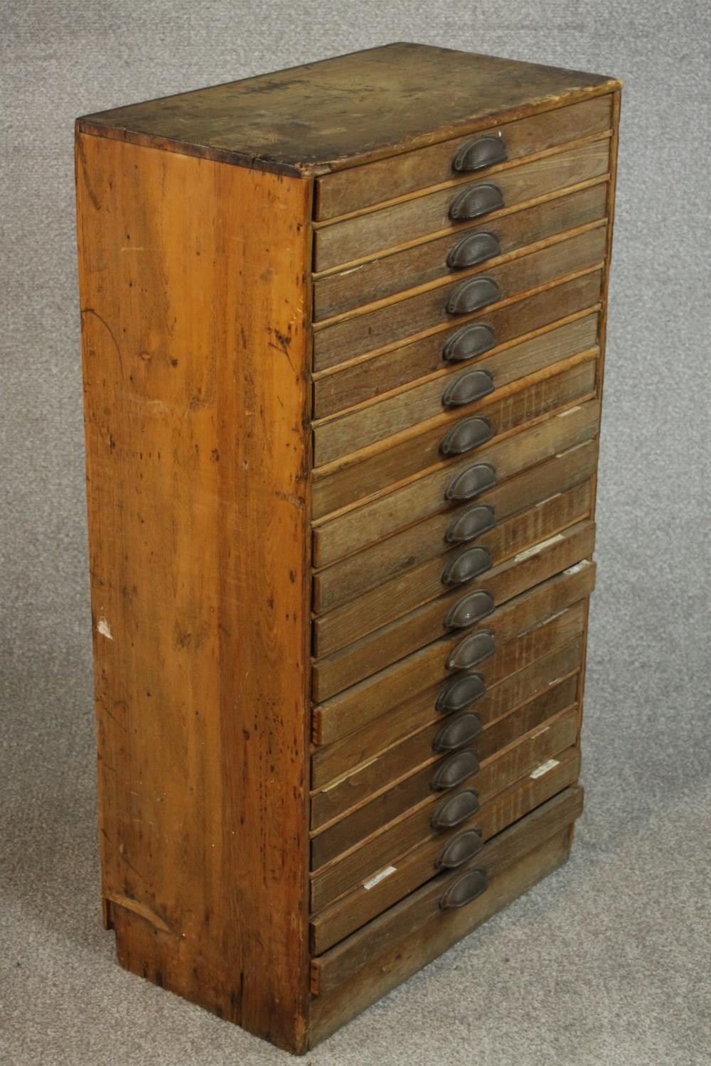 An early 20th century collector's or printer's chest of eighteen drawers with brass cup handles, - Image 4 of 7