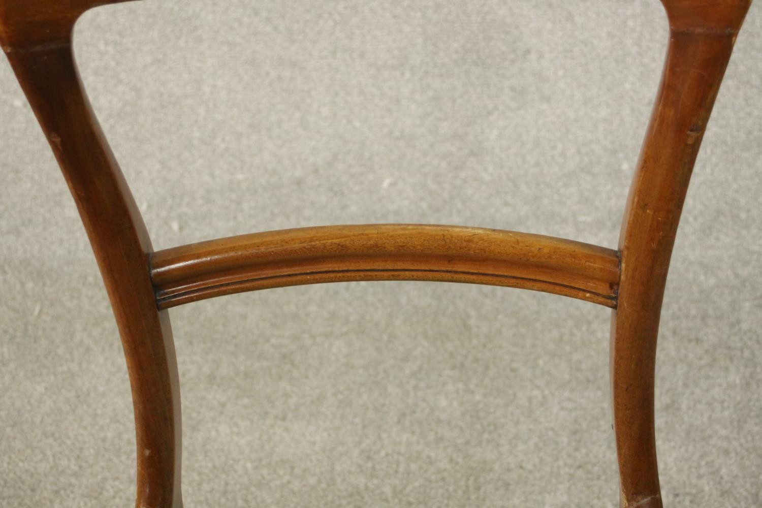 A harlequin set of eight Victorian walnut dining chairs, comprising a set of six side chairs and a - Image 9 of 10