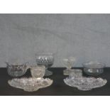 A collection of Georgian and early Victorian cut glass and crystal, including a petal faceted wine