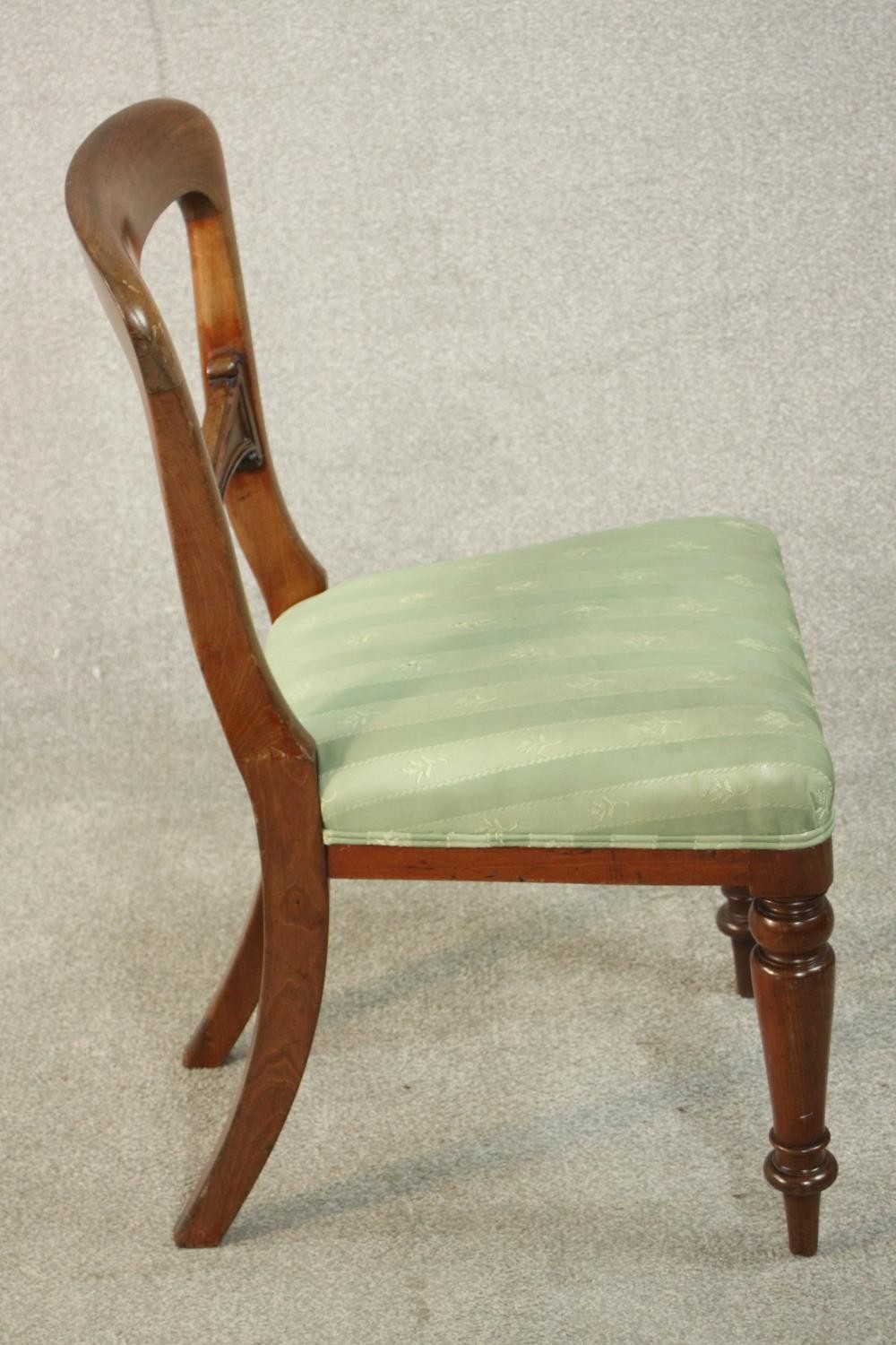 A harlequin set of eight Victorian walnut dining chairs, comprising a set of six side chairs and a - Image 4 of 10