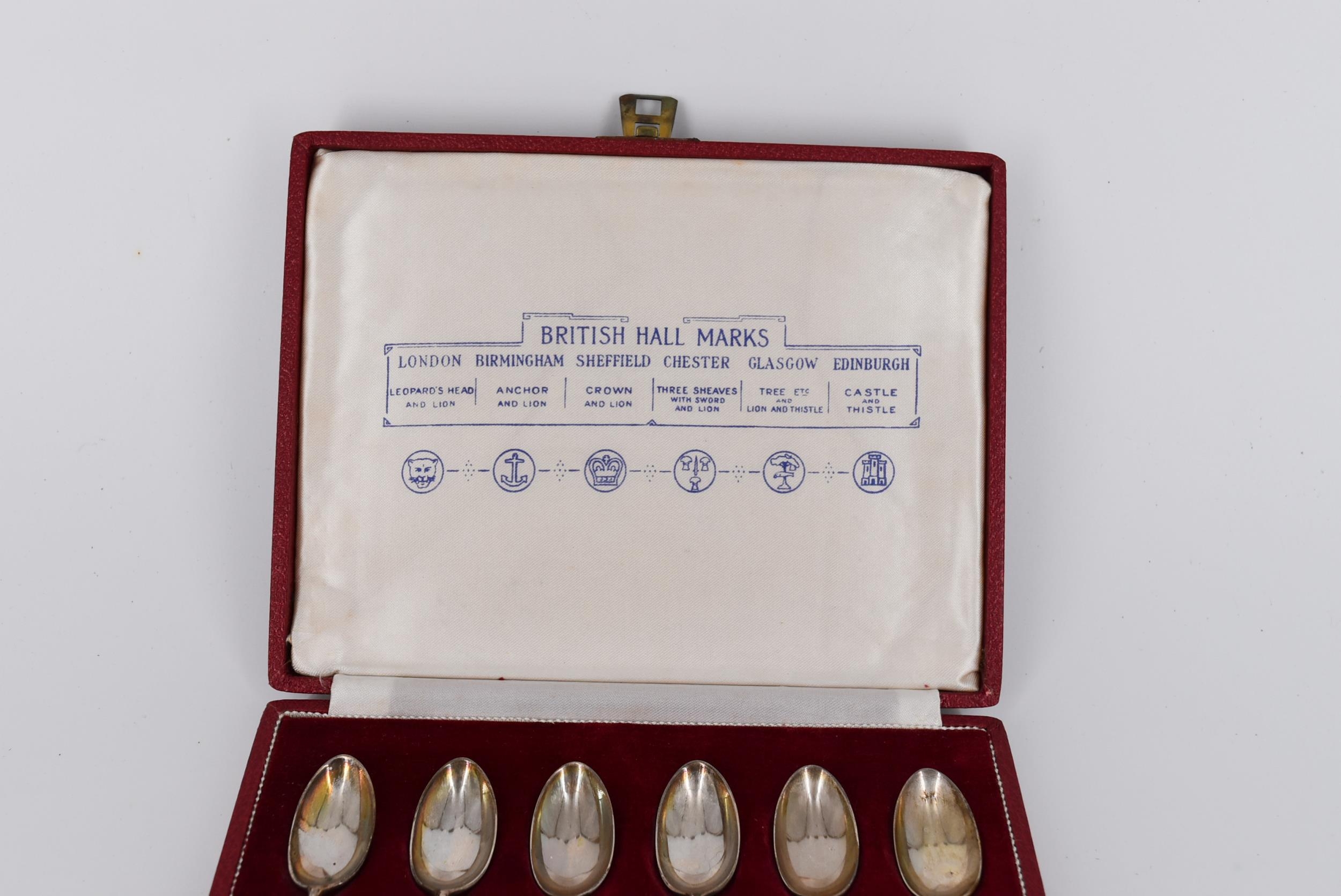 A collector's boxed set of Roberts & Belk silver coffee spoons each with a different city assay - Image 4 of 7