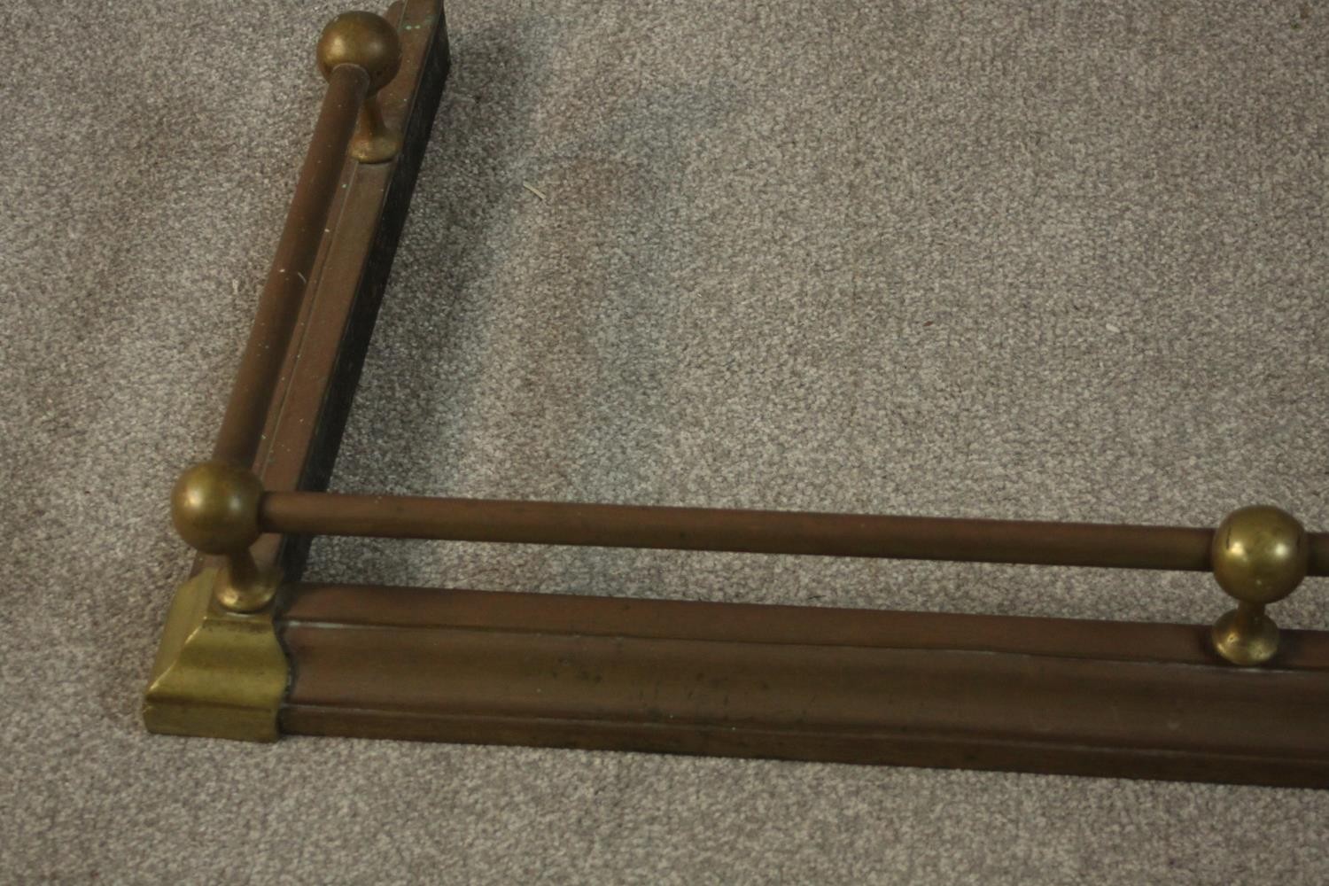 A Victorian copper fender, with brass corners and balls. L.150 D.47cm. - Image 5 of 6