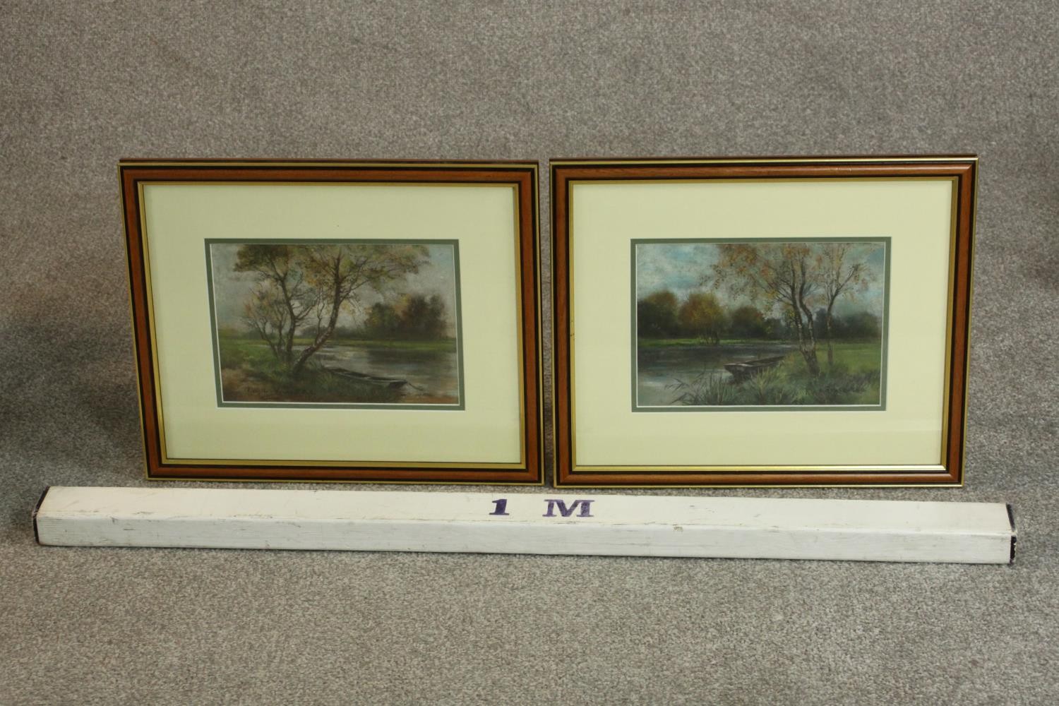 Robert William Arthur Rouse, 19th Century, a pair of pastel river landscapes, signed. H.36 W. - Image 2 of 7