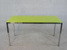 Driade ‘Jelly Slice’ Console Table by Philippe Starck, acid bathed painted chartreuses tempered