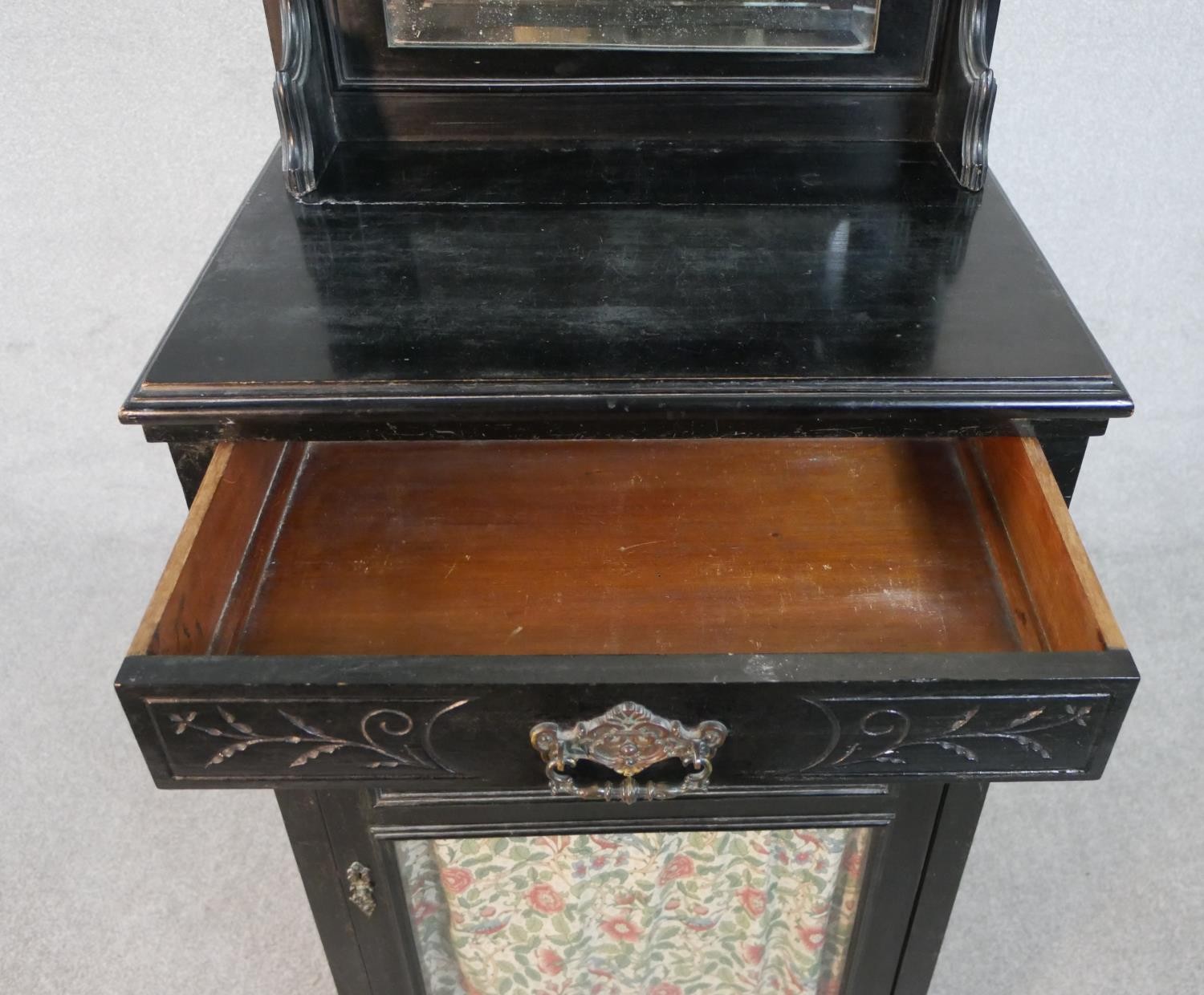 A late 19th century ebonised pier cabinet with mirrored back. H.45 W.55 D.58cm - Image 7 of 8