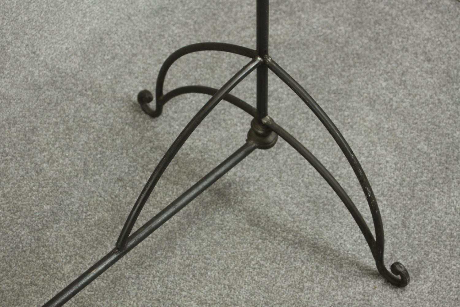 A two tier wrought iron clothes or drying rack. on scrolling legs. (One leg bent) H.176 W.152 D. - Image 4 of 5