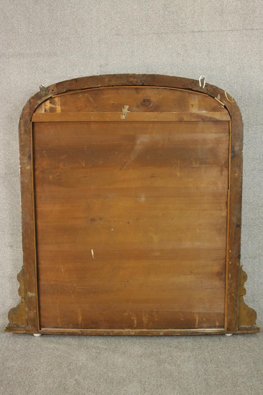 A Victorian gilt framed overmantel mirror, with a bevelled mirror plate, the frame with beaded and - Image 6 of 6