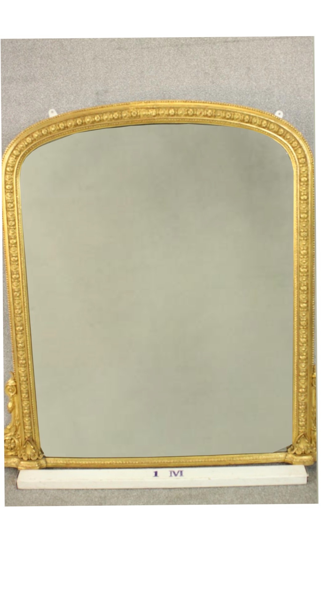 A Victorian gilt framed overmantel mirror, with a bevelled mirror plate, the frame with beaded and - Image 2 of 6
