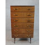 A mid century vintage laminated tallboy chest by Meredew Furniture. H.113 W.66 D.42cm