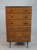 A mid century vintage laminated tallboy chest by Meredew Furniture. H.113 W.66 D.42cm
