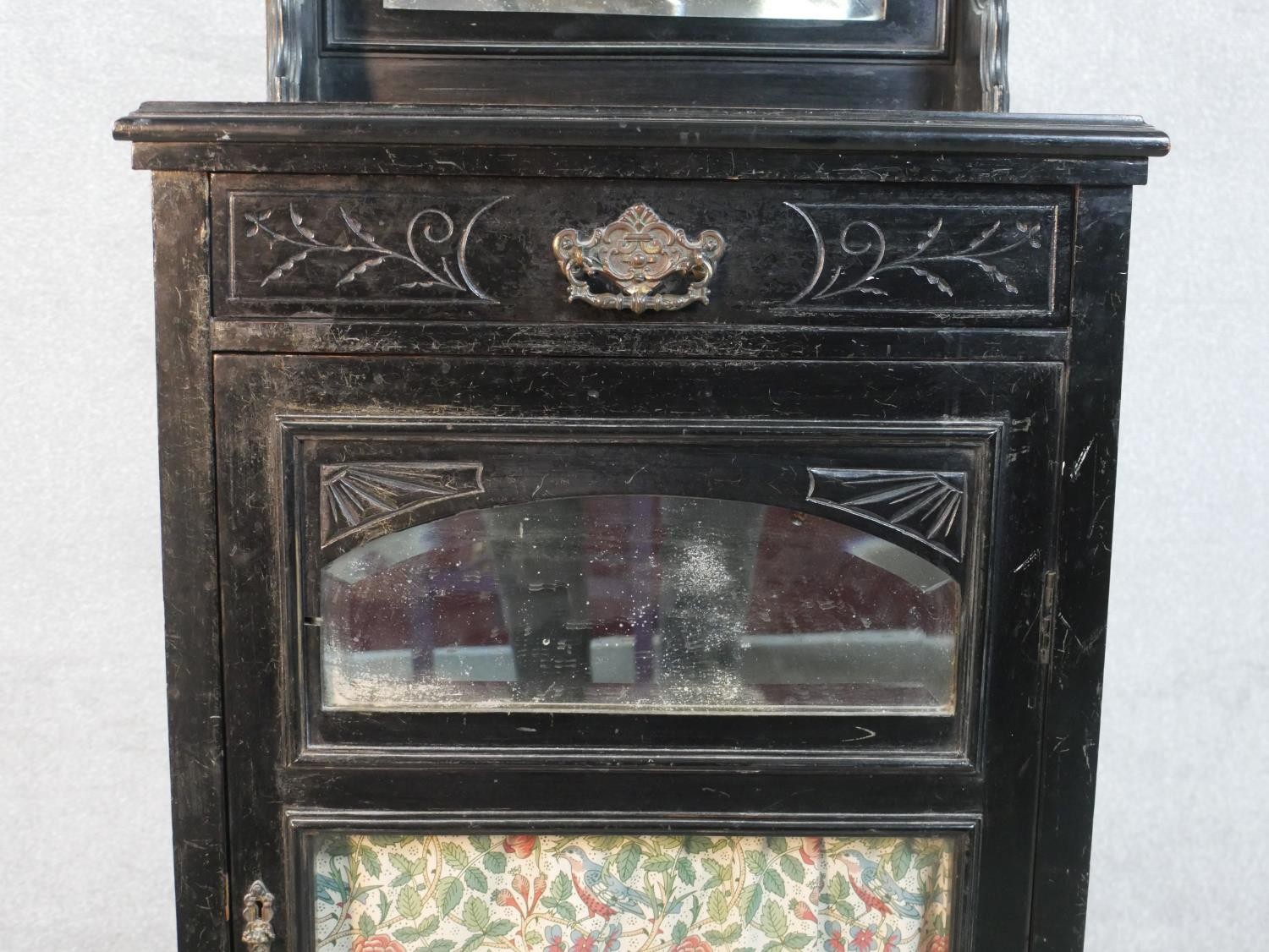 A late 19th century ebonised pier cabinet with mirrored back. H.45 W.55 D.58cm - Image 4 of 8