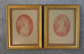 After Bartolozzi, a pair of gilt framed and glazed 19th century stipple point engravings, a St.