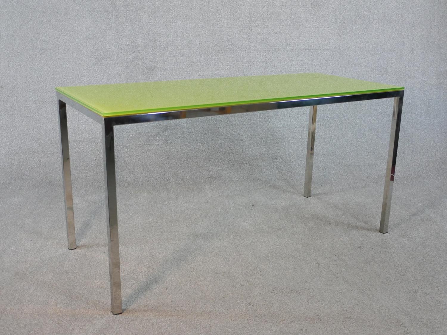 Driade ‘Jelly Slice’ Console Table by Philippe Starck, acid bathed painted chartreuses tempered - Image 3 of 4