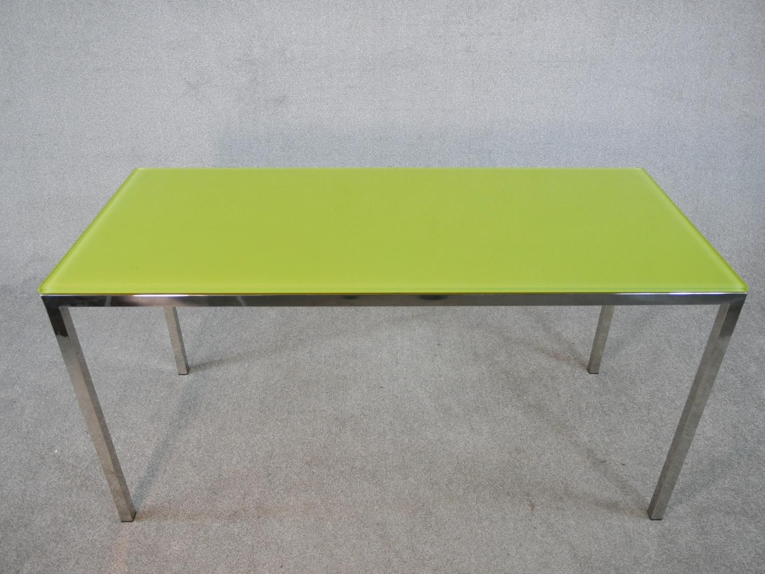 Driade ‘Jelly Slice’ Console Table by Philippe Starck, acid bathed painted chartreuses tempered - Image 2 of 4
