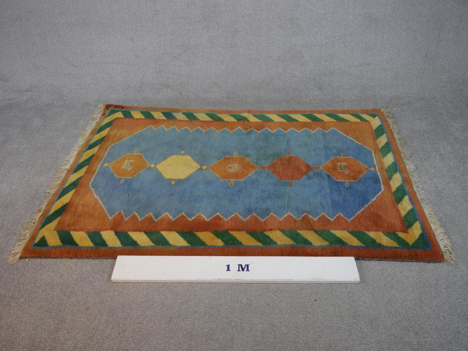 A blue ground hand made Persian Gabbeh rug. L.182 W.120cm - Image 2 of 8