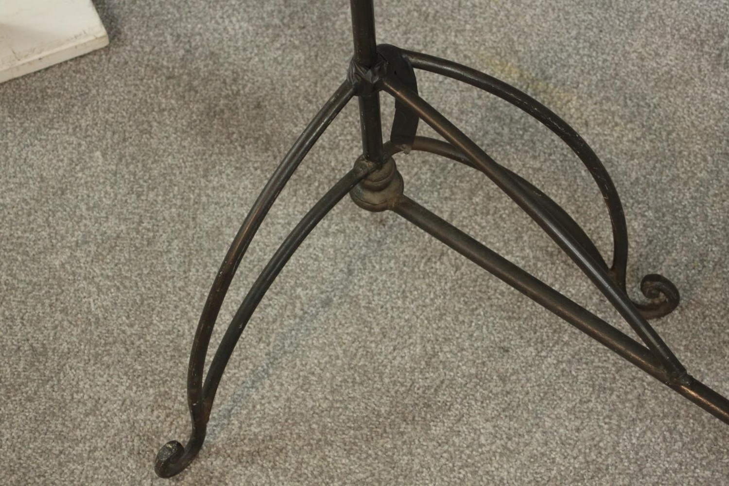 A two tier wrought iron clothes or drying rack. on scrolling legs. (One leg bent) H.176 W.152 D. - Image 3 of 5