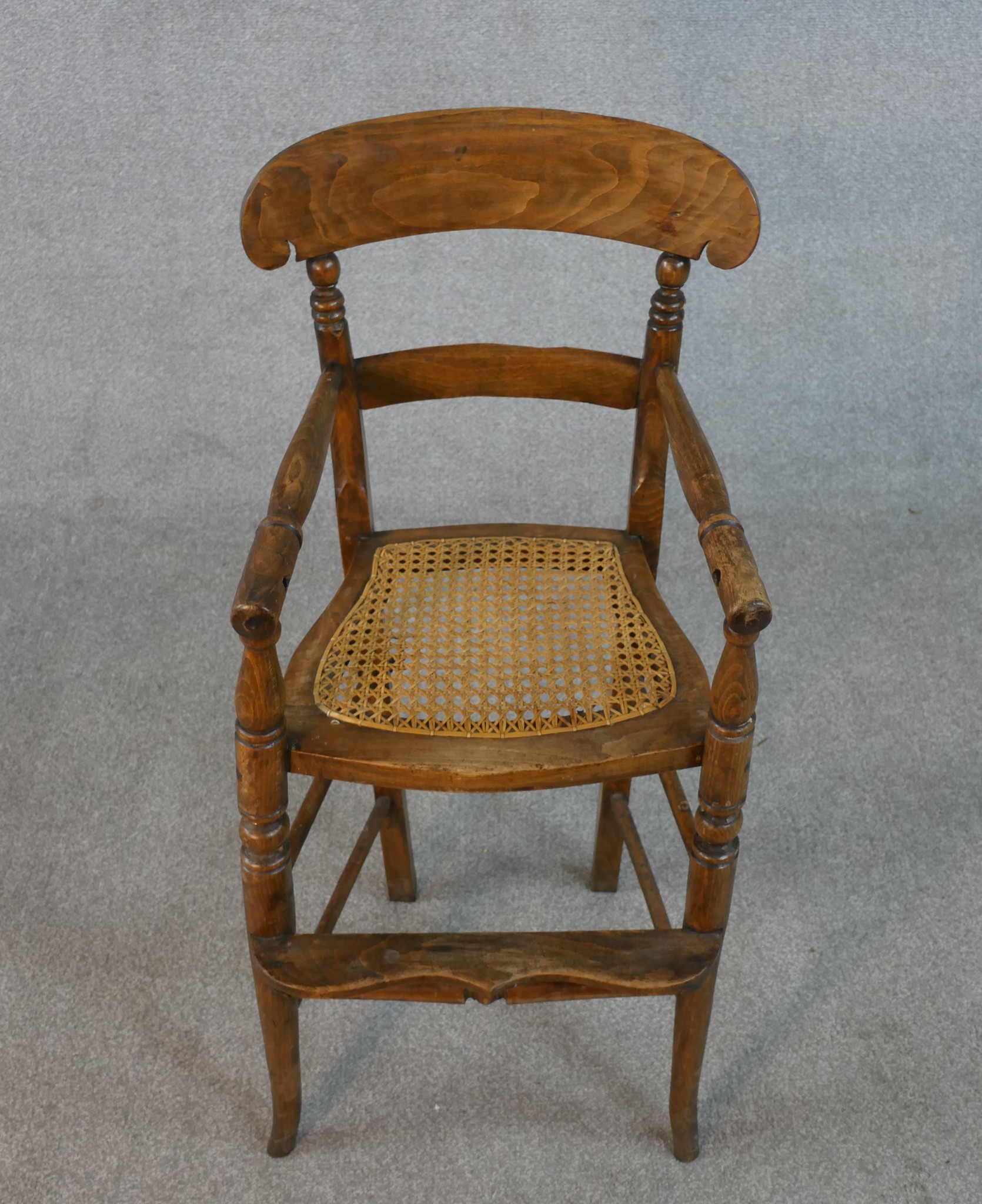 A 19th century beech child's high chair. - Image 3 of 5