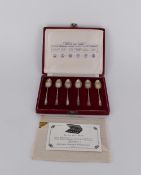 A collector's boxed set of Roberts & Belk silver coffee spoons each with a different city assay
