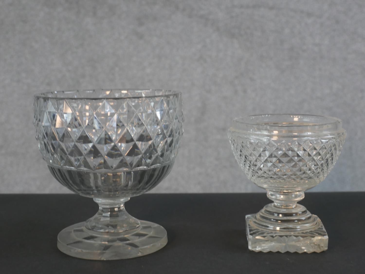 A collection of Georgian and early Victorian cut glass and crystal, including a petal faceted wine - Image 2 of 6
