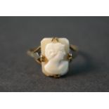 A 9 carat yellow gold carved cameo ring with classical portrait. Ring size R 1/2.