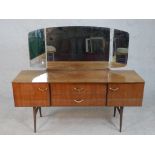 A mid century vintage laminated dressing table by Meredew Furniture. H.124 W.153 D.42cm