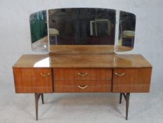 A mid century vintage laminated dressing table by Meredew Furniture. H.124 W.153 D.42cm