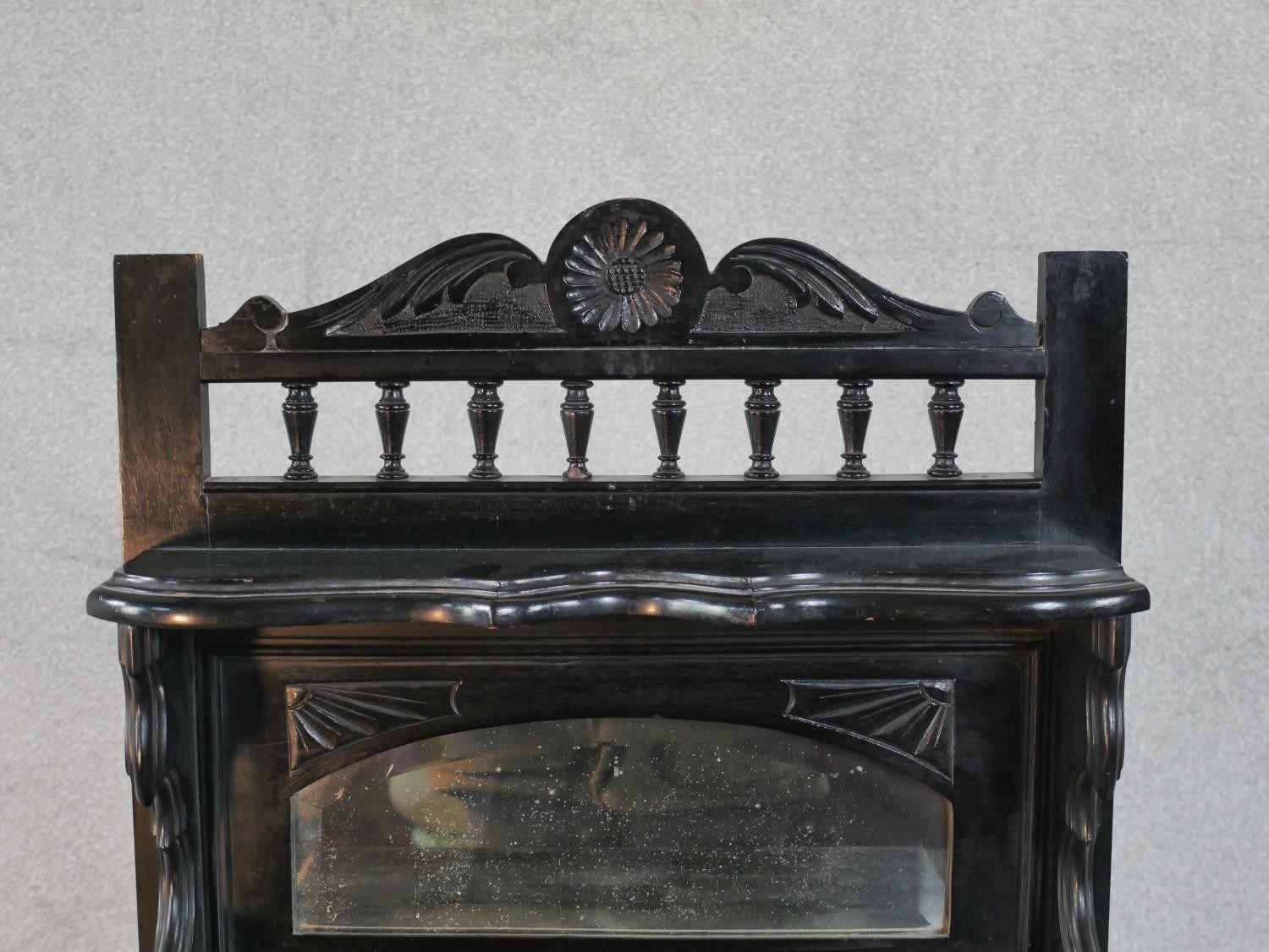 A late 19th century ebonised pier cabinet with mirrored back. H.45 W.55 D.58cm - Image 3 of 8