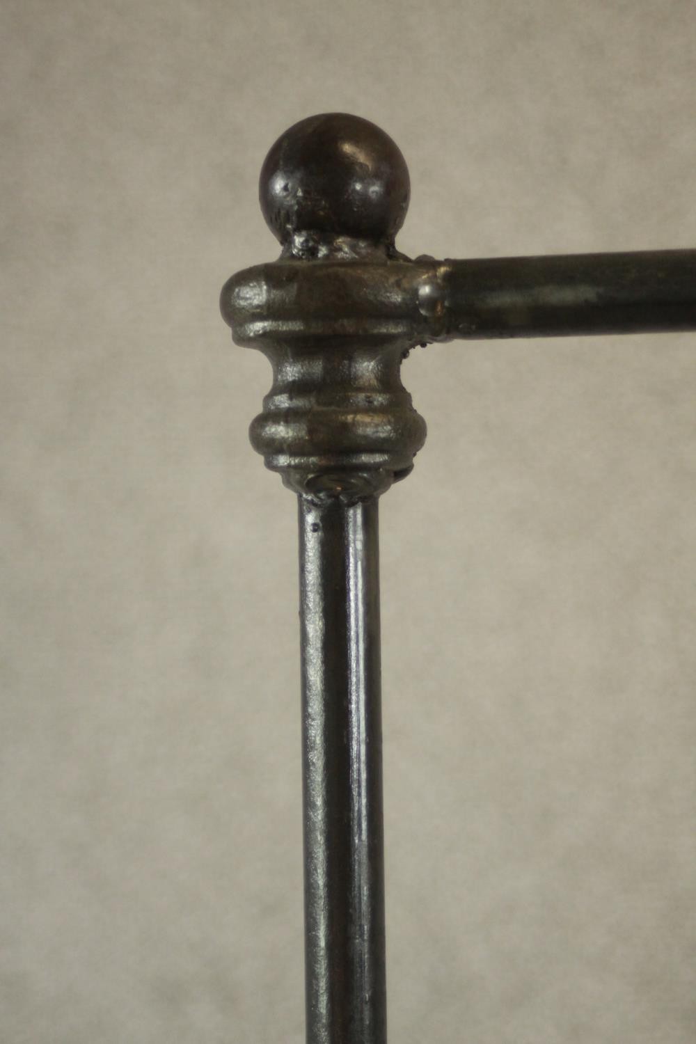A two tier wrought iron clothes or drying rack. on scrolling legs. (One leg bent) H.176 W.152 D. - Image 5 of 5