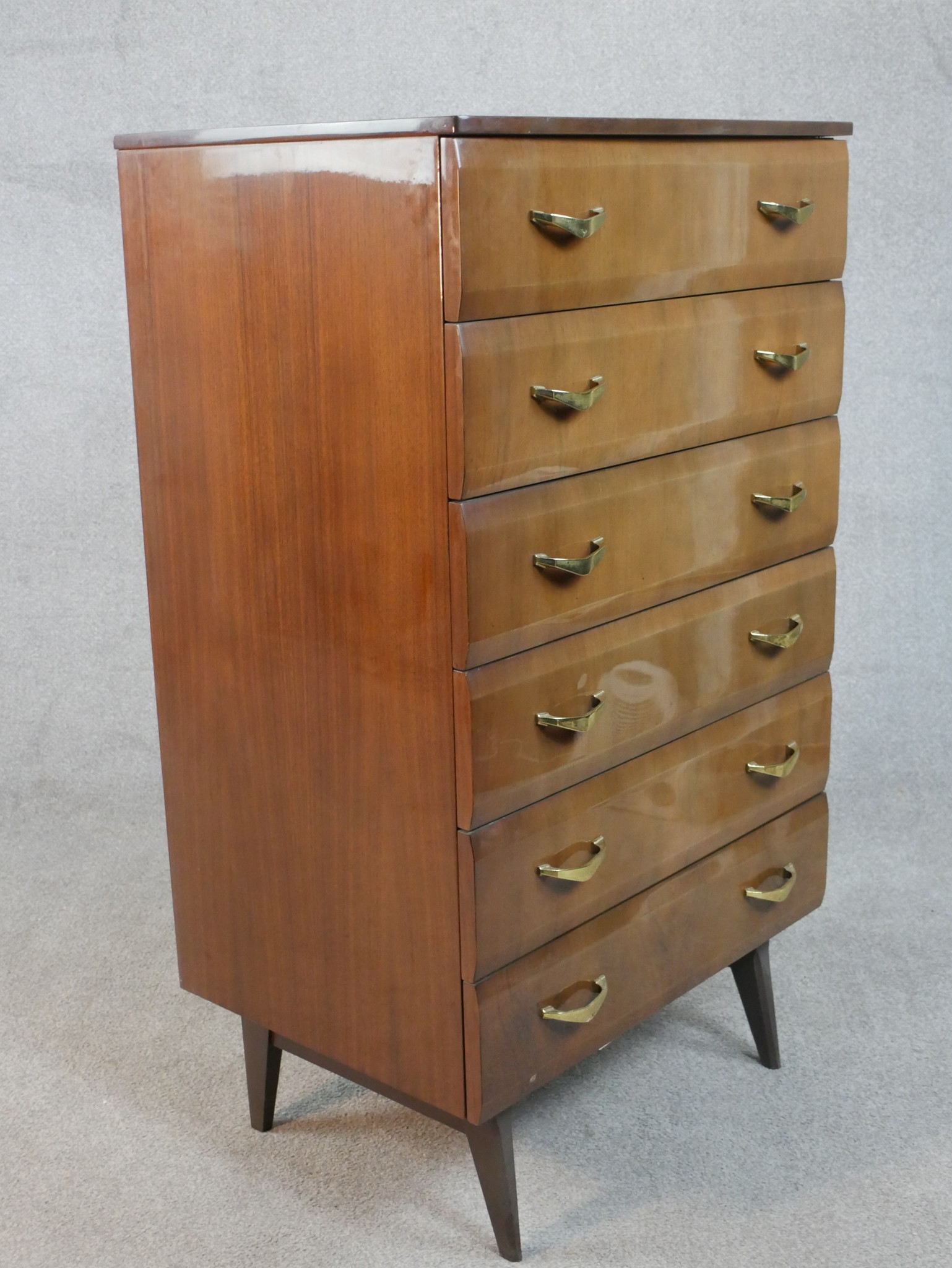 A mid century vintage laminated tallboy chest by Meredew Furniture. H.113 W.66 D.42cm - Image 7 of 7