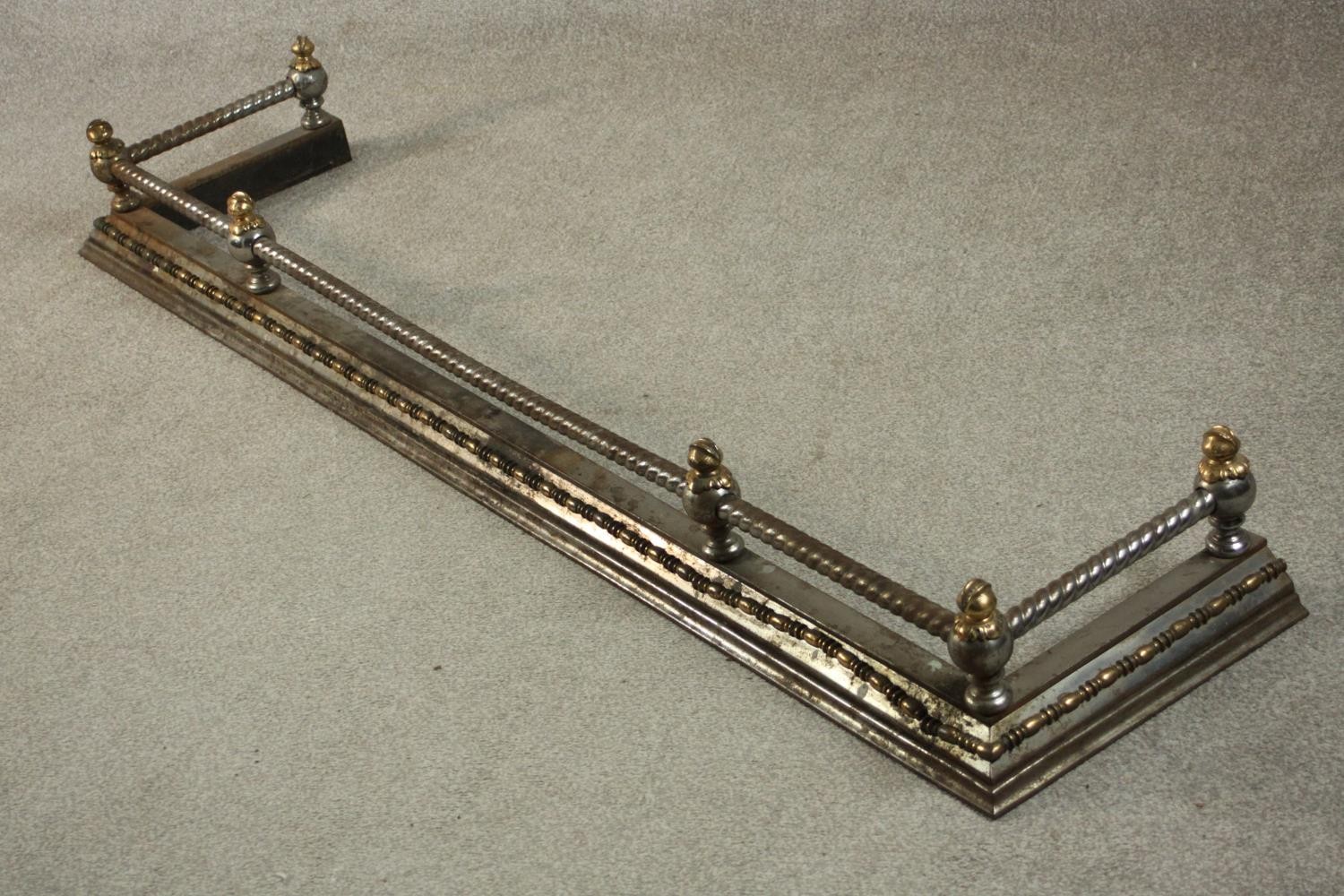 A 19th century steel and brass fender, with rope twist rail. L.170 D.40cm. - Image 3 of 9