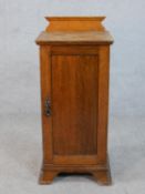 A late 19th century light oak pot cupboard on ogee bracket feet. H.87 W.41 D.36cm