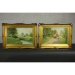 British mid 20th century school, two Rural Scenes, watercolours, bearing labels verso. H.51 W.