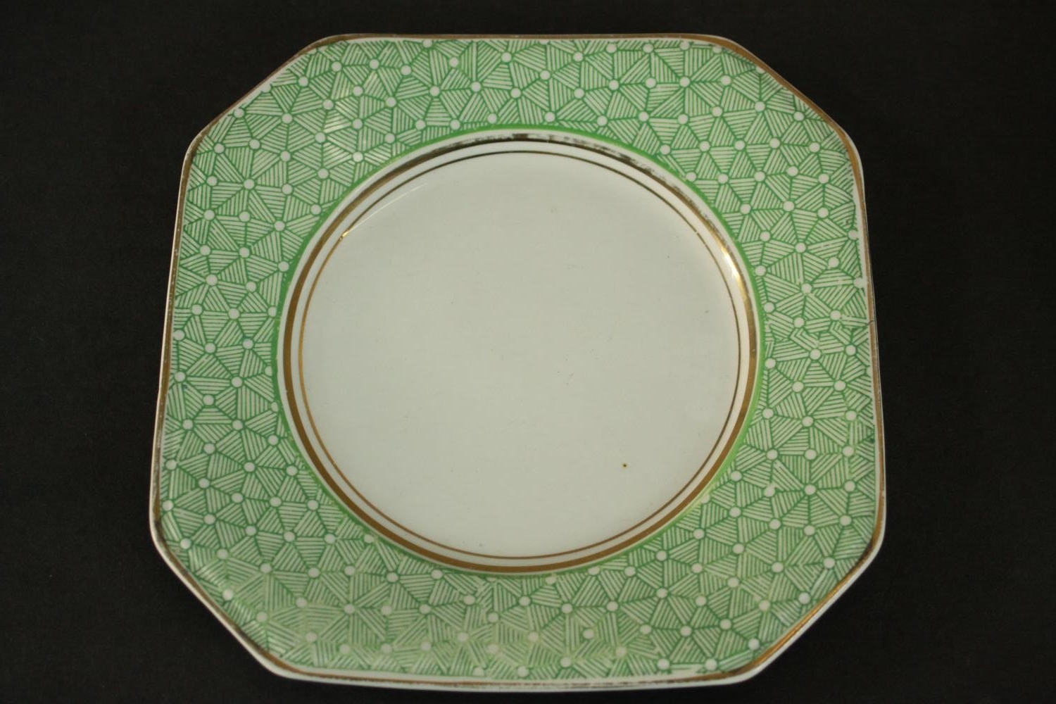 A circa 1940's Palissy Ware china coffee set, with printed green patterned borders. H.22 W.22cm. ( - Image 8 of 9