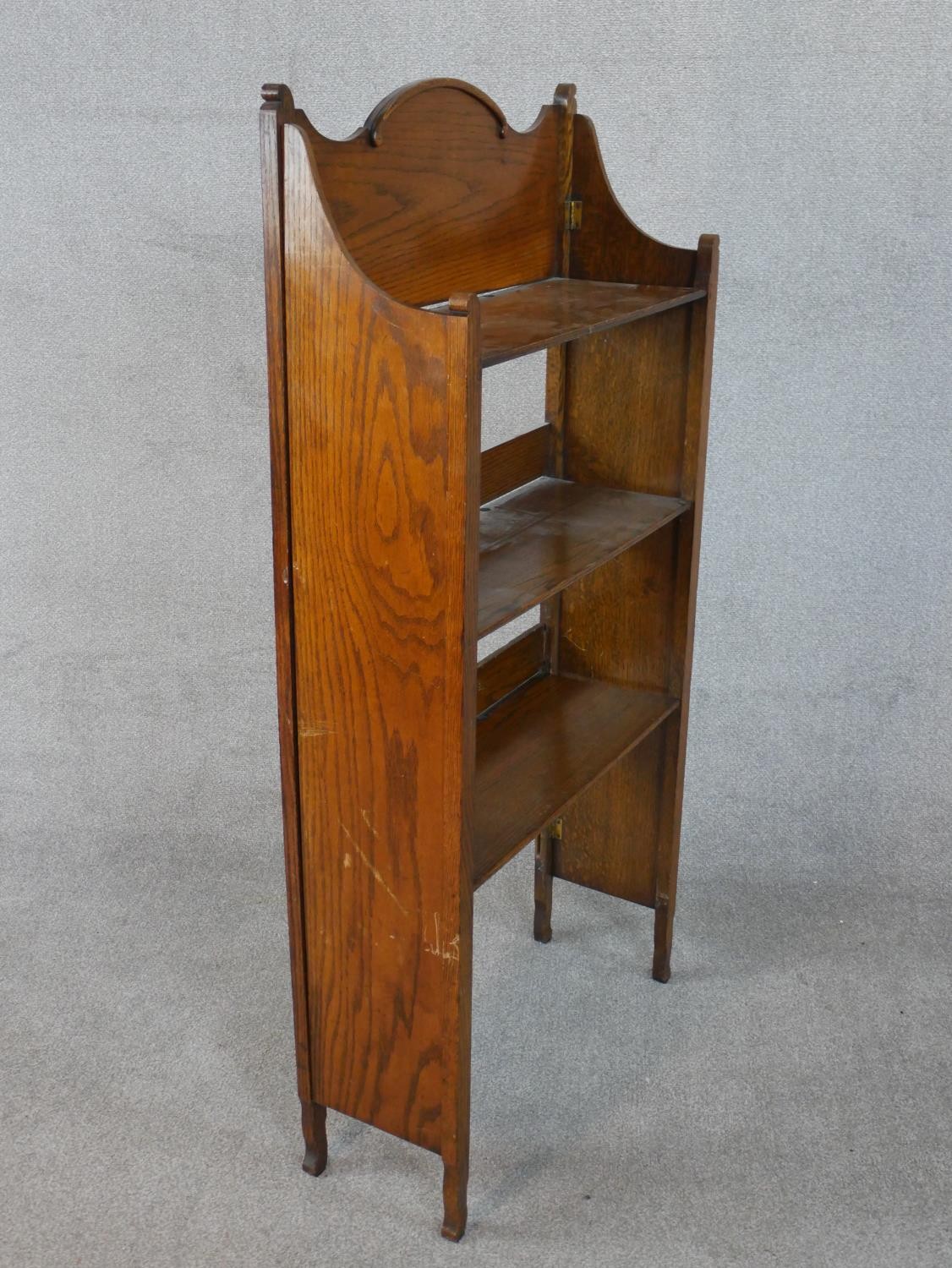 A late 19th century Arts and Crafts oak folding open bookcase. H.140 W.68 D.45cm - Image 5 of 5