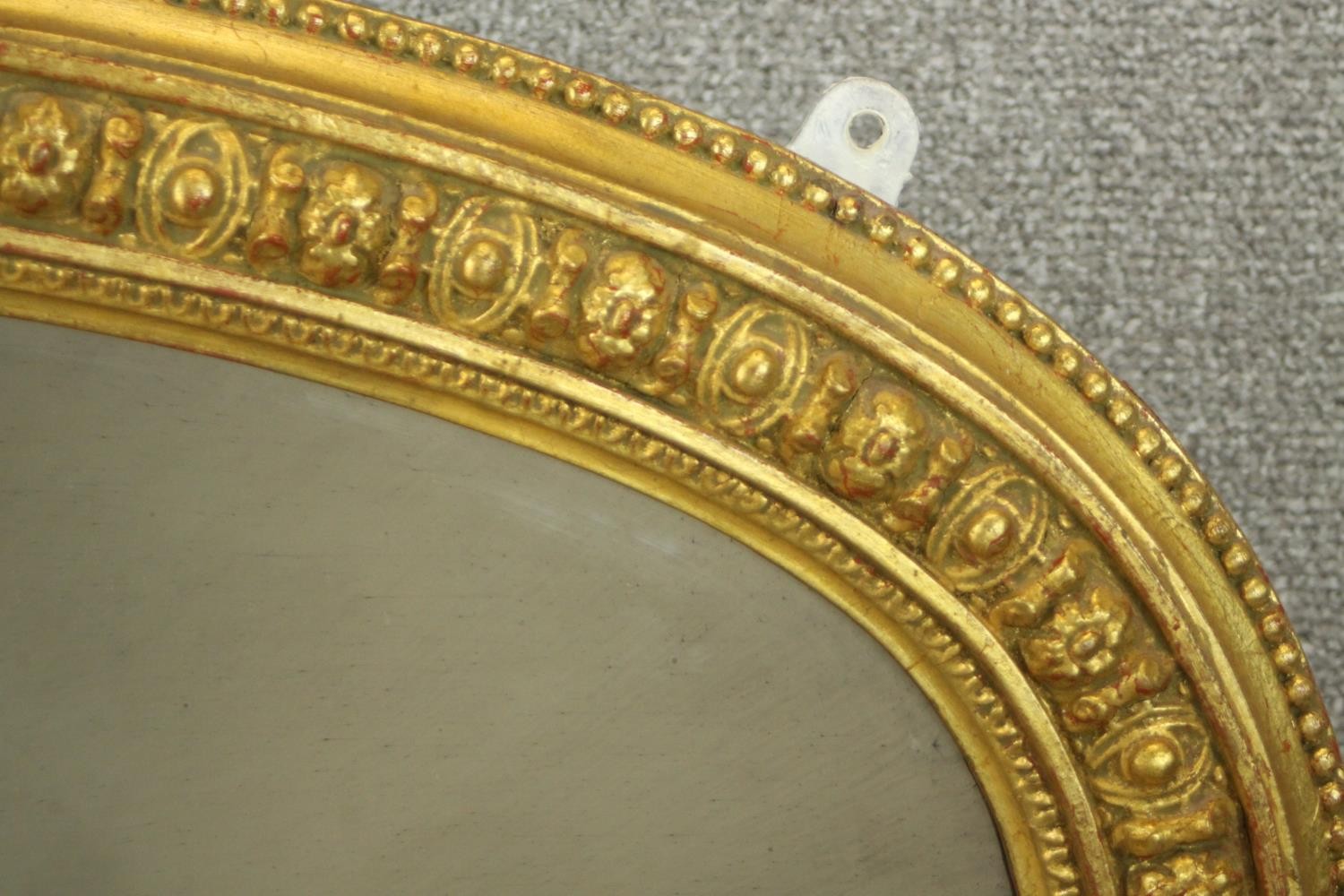 A Victorian gilt framed overmantel mirror, with a bevelled mirror plate, the frame with beaded and - Image 3 of 6