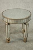 Hill Furniture; a contemporary mirrored circular coffee table, covered with bevelled mirror plates