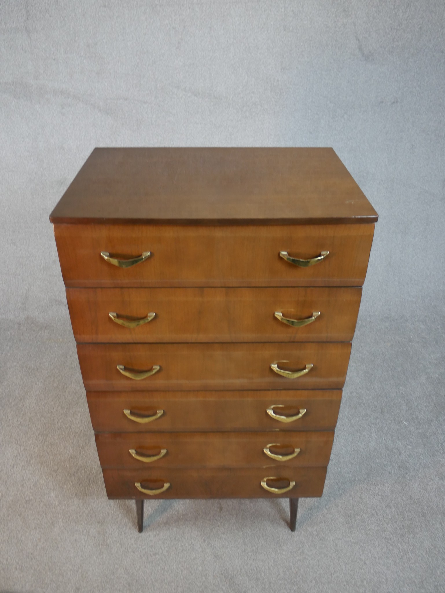 A mid century vintage laminated tallboy chest by Meredew Furniture. H.113 W.66 D.42cm - Image 2 of 7